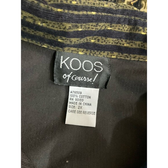 Vintage Koos Of Course  Womens Corduroy Button Up Shirt 2X Black Art to Wear 90s - Picture 5 of 6